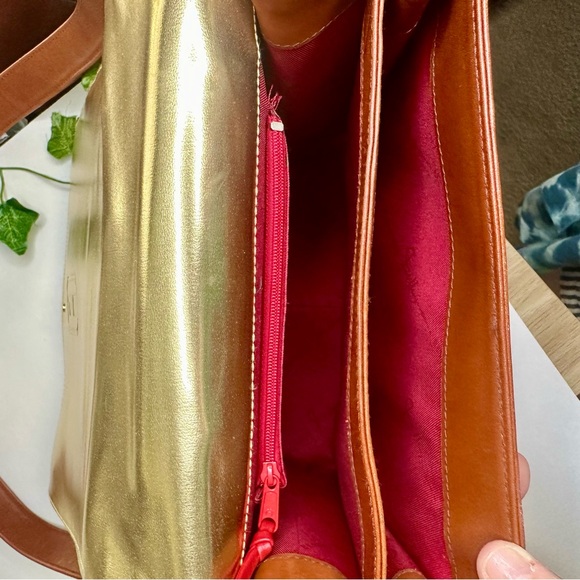 Fred Hayman Club 273 Cognac Brown Leather Tall Medium Shoulder Bag Purse - Picture 9 of 16